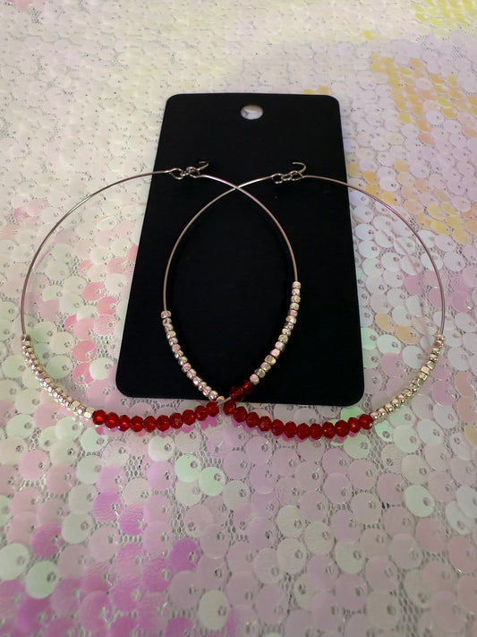 Red crystal hoop earrings