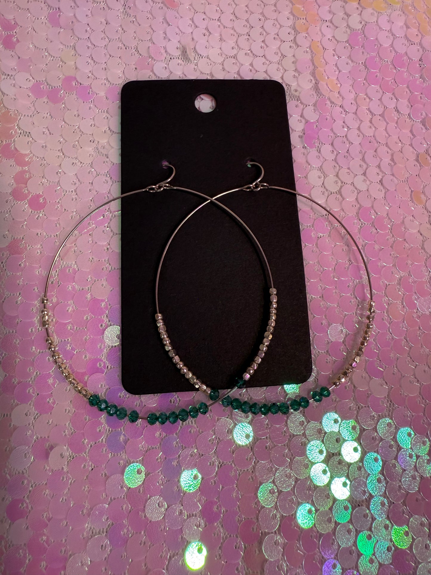 Teal Crystal Beaded earrings