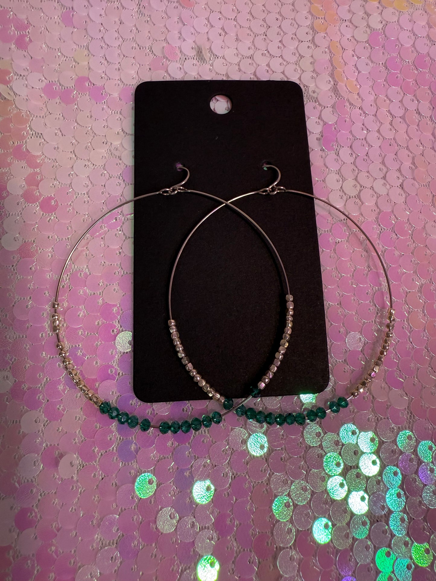 Teal Crystal Beaded earrings