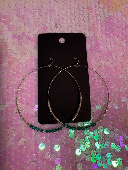 Teal Crystal Beaded earrings
