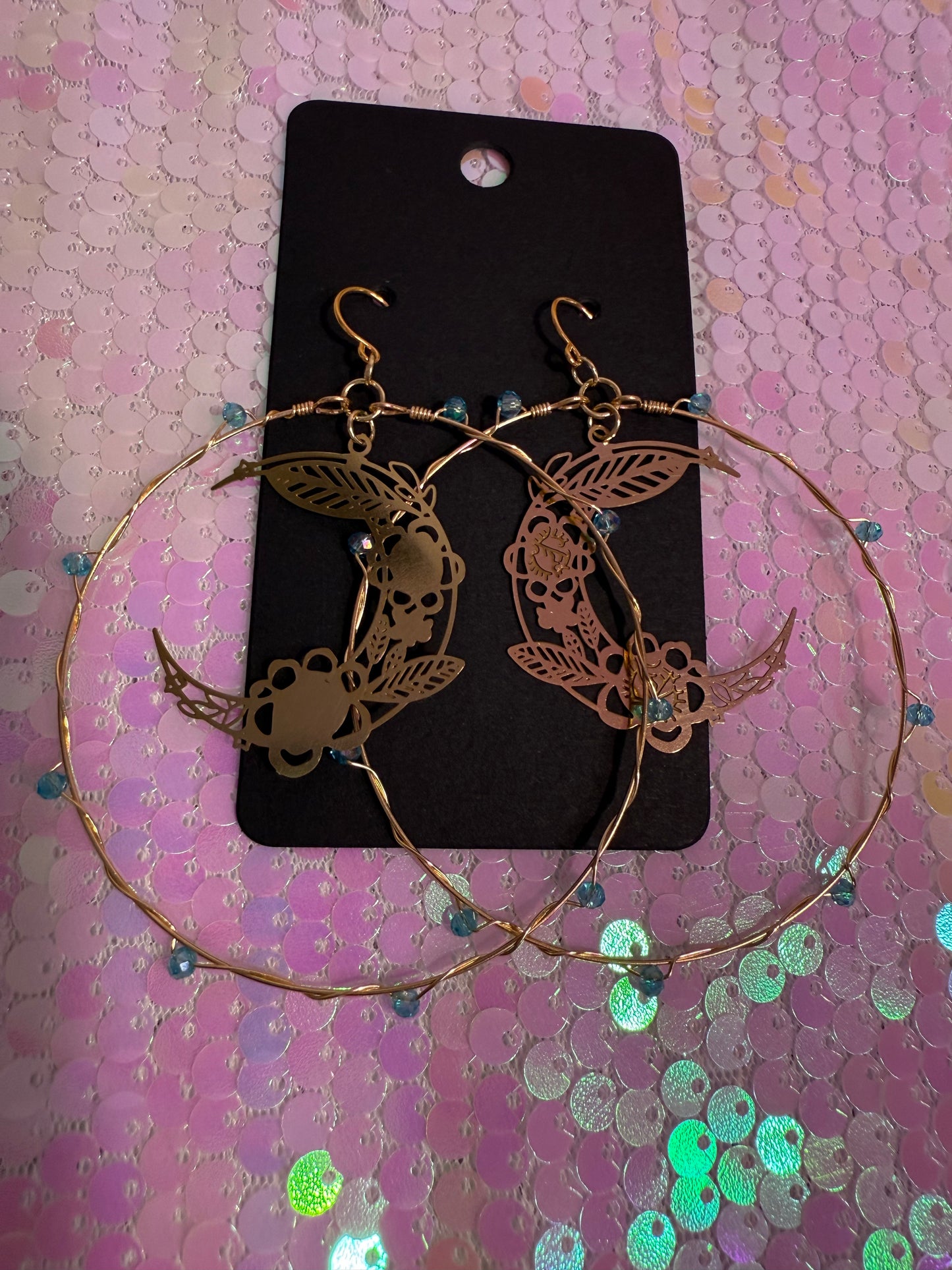 Teal Luna Flor earrings