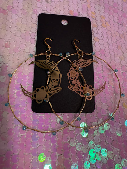 Teal Luna Flor earrings