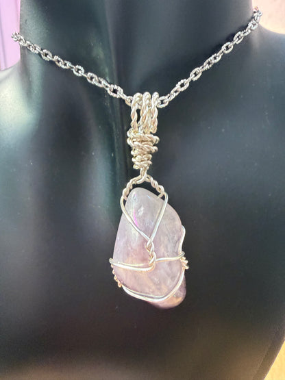 Titanium Aura amethyst pendant