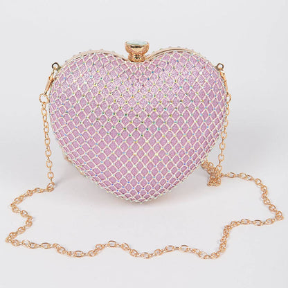 Heart Rhinestone Clutch: Black