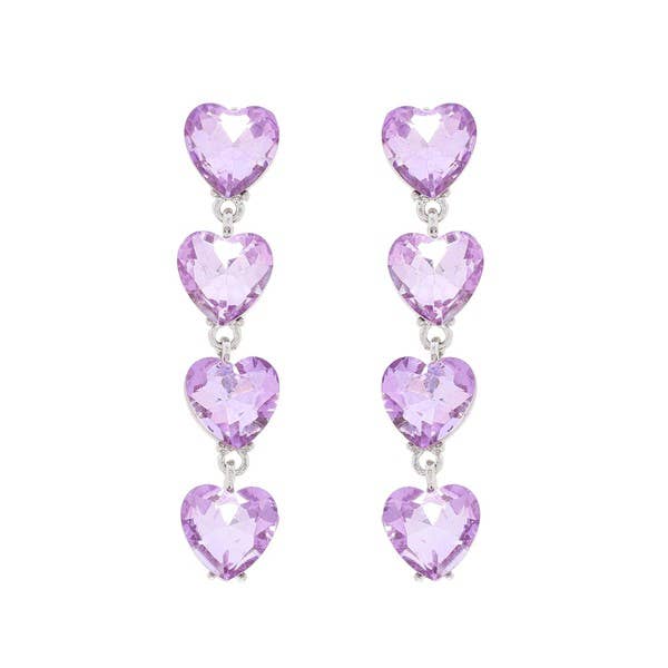 4-TIER CRYSTAL RHINESTONE HEART SHAPED EARRINGS Black