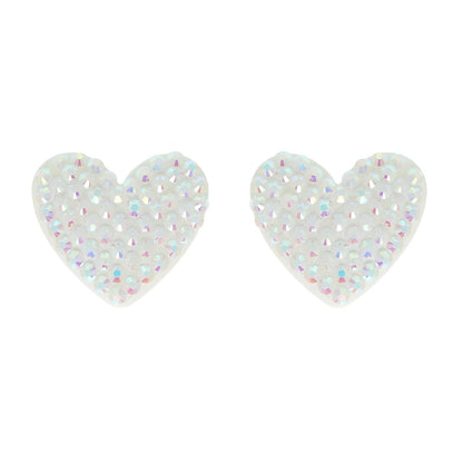 Rhinestone Heart Acrylic Post Earrings : Lavender