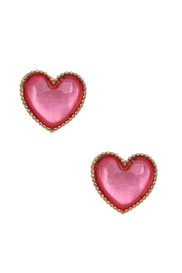 FRAMED HEART POST EARRING 540: ABALONE