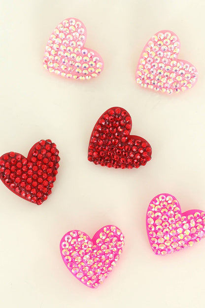 Rhinestone Heart Acrylic Post Earrings : Lavender