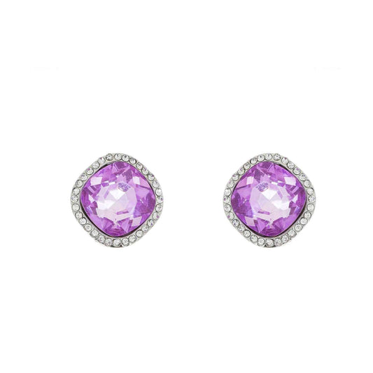 Crystal Diamond Shaped Halo Stud Earrings : Lavender