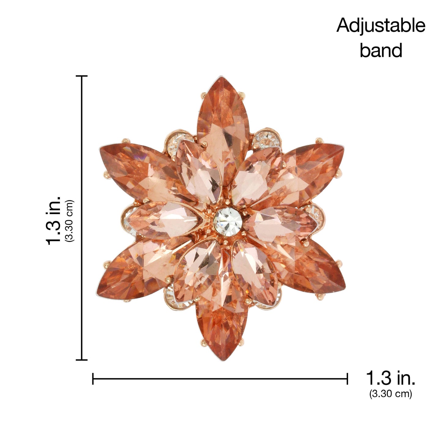 Rhinestone Crystal Flower Stretch Ring: Purple