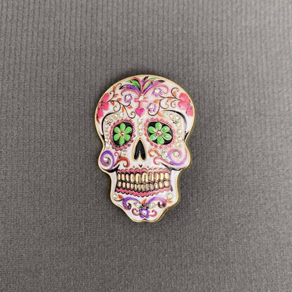 Halloween Colored Skull Brooch: Pink