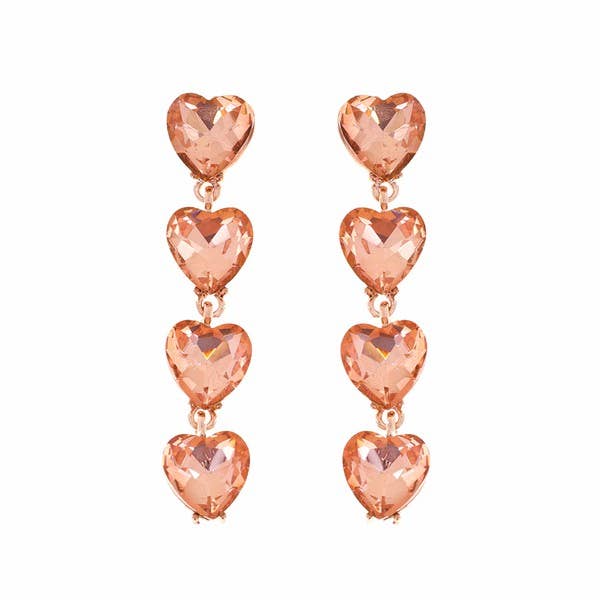 4-TIER CRYSTAL RHINESTONE HEART SHAPED EARRINGS Black