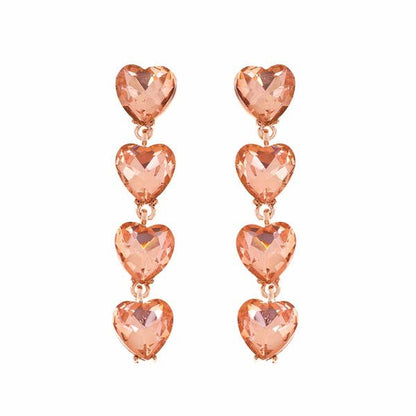 4-TIER CRYSTAL RHINESTONE HEART SHAPED EARRINGS Black