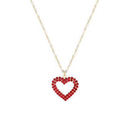 VALENTINE'S DAY HEART PAVE PENDANT NECKLACE silver