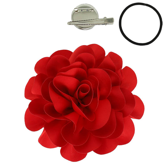 Camellia Flower Pin and Hair Clip : Red