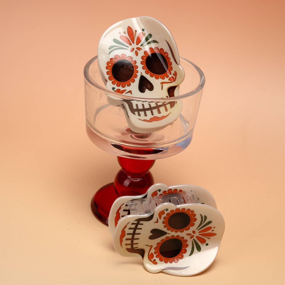 Day of the Dead Sugar Skull Halloween Hair Claw Clip: Skull