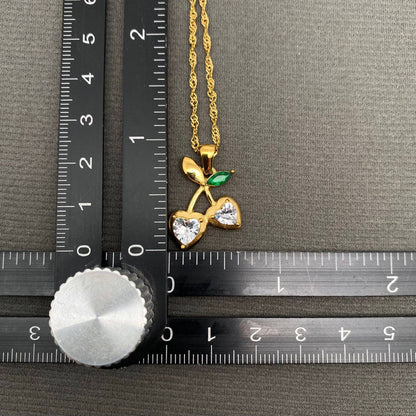 Cherry Charm 18K Gold Plated Stainless Steel Necklace